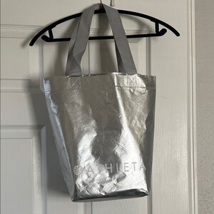 Athleta Metallic Silver Tote Bag